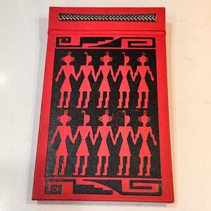 Vintage New Red Black Katchina Dancers Fabric Graphic 30 Black Page Portfolio